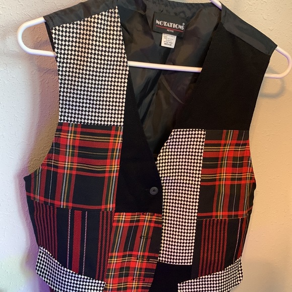 Vintage nwt vest notations holiday dapper plaid check - Picture 3 of 4